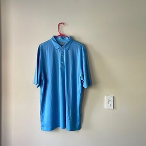 Greg Norman PlayDry Polo Turquoise Blue Azure XL Golf striped Shirt
